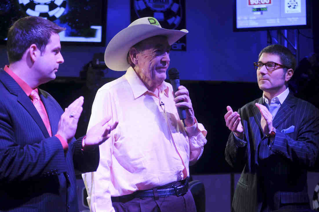 Doyle Brunson giving the word to Shuffle Up and Deal